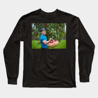 Farmer picking apples in a basket Long Sleeve T-Shirt